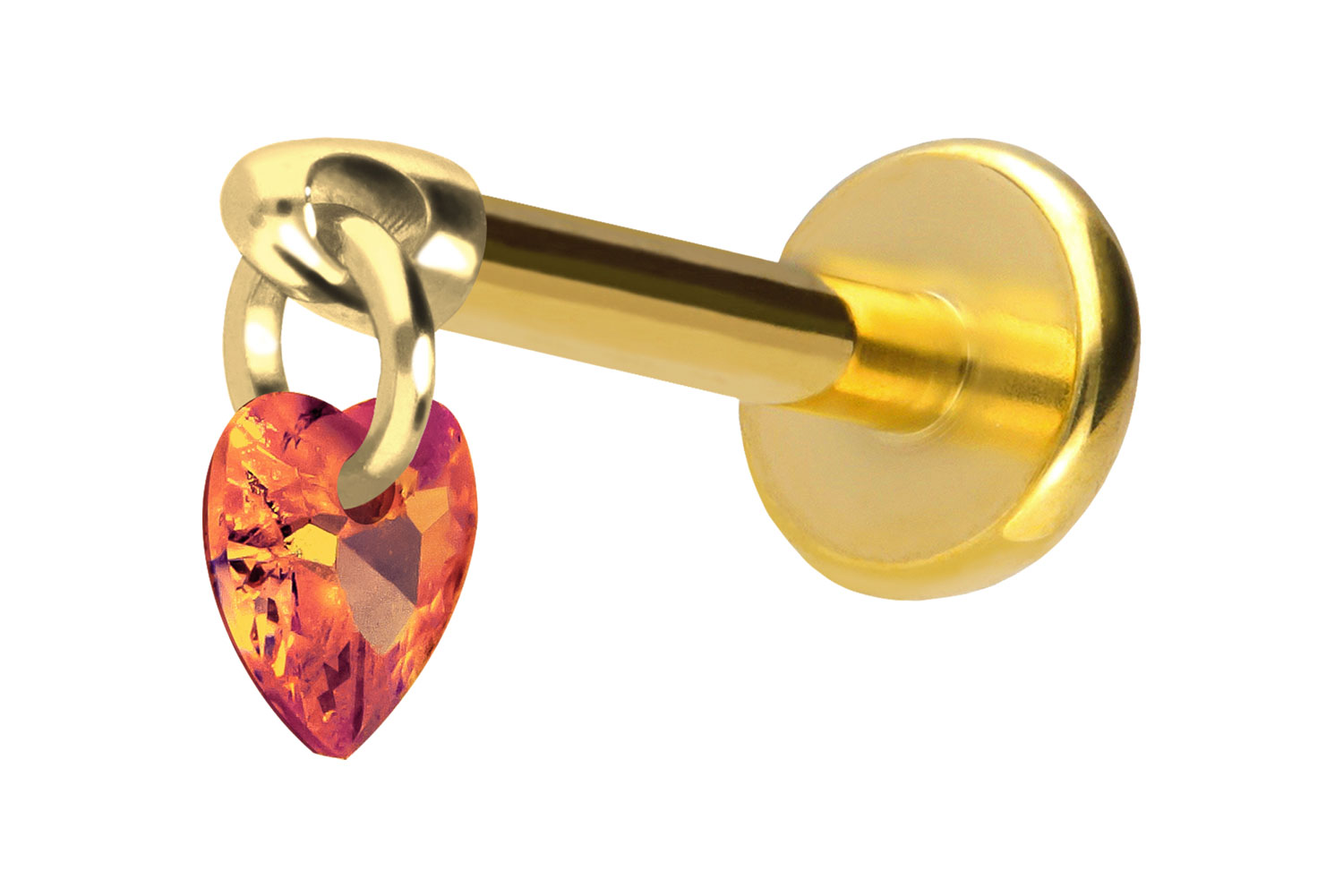 Titan Labret Piercing mit Push Fit KRISTALLHERZ